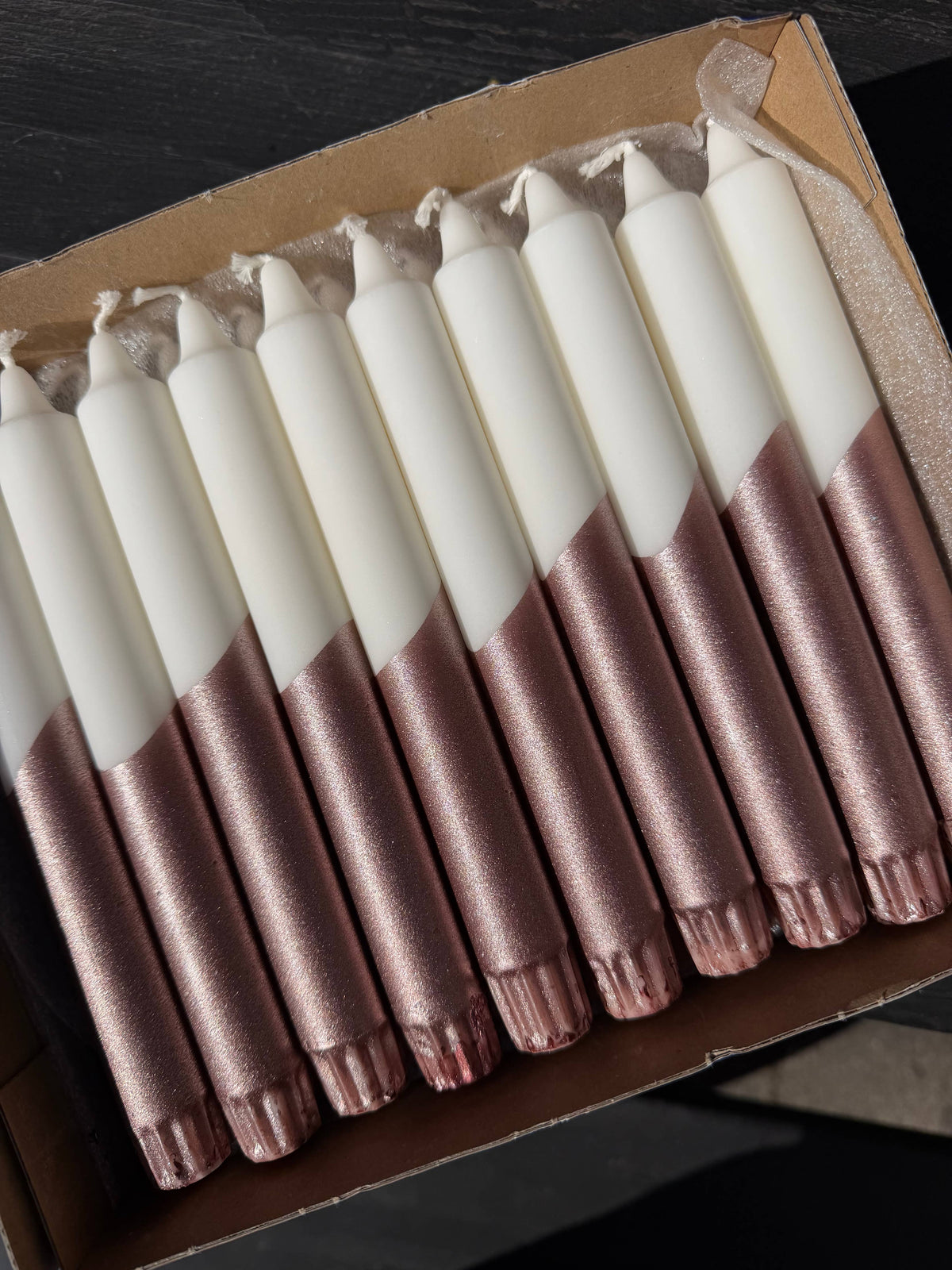 Christmas Candles, White / Copper