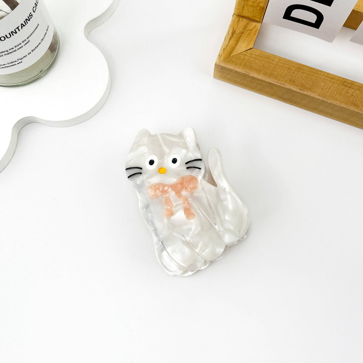 Bow Cat Acetate Hair Claw Clip: Black