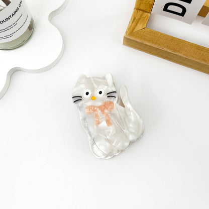 Bow Cat Acetate Hair Claw Clip: Black