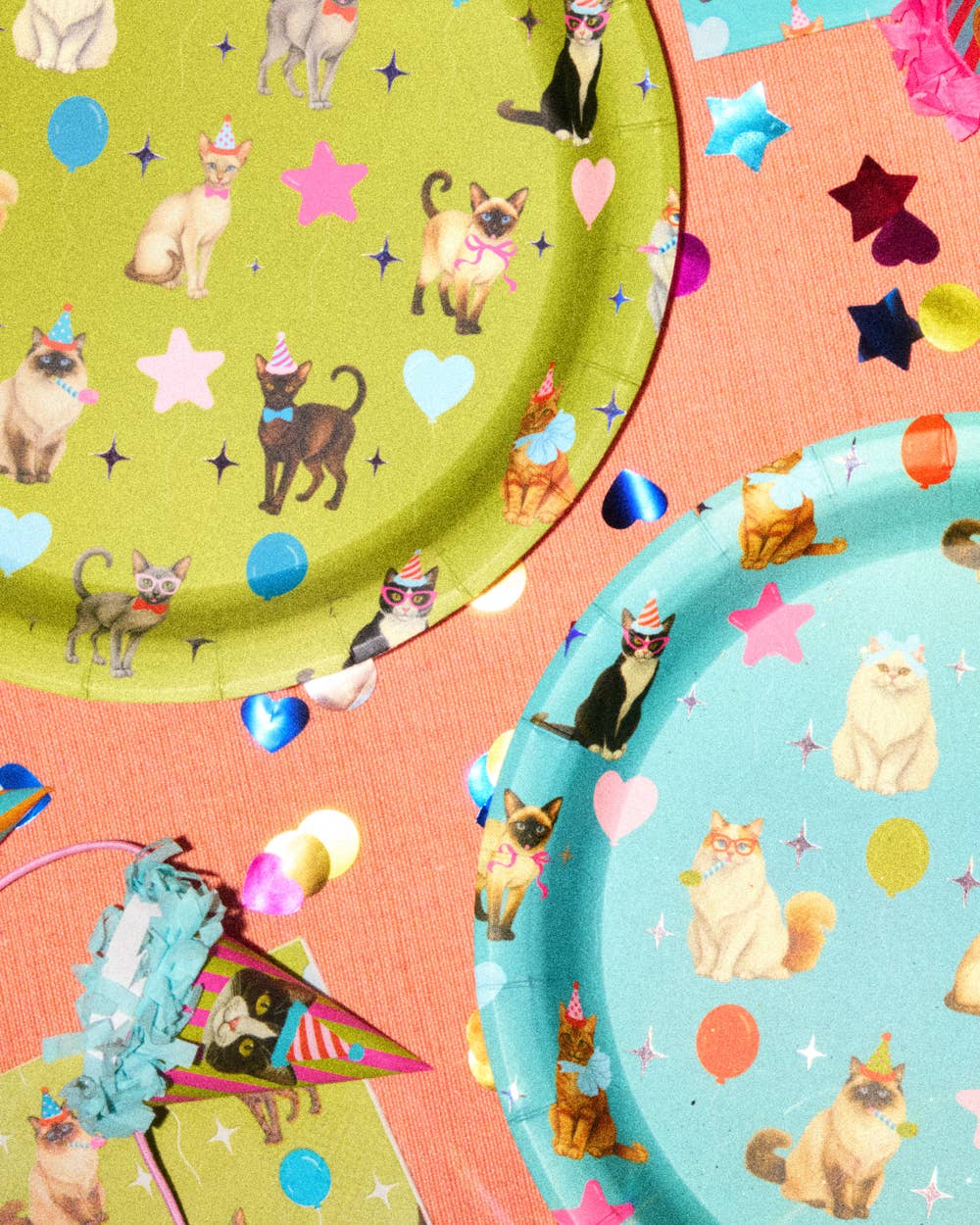 Cat Plates | Cat Birthday, Kitten Party, Colorful, 24 pcs 9'