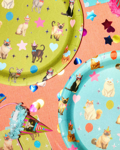Cat Plates | Cat Birthday, Kitten Party, Colorful, 24 pcs 9'