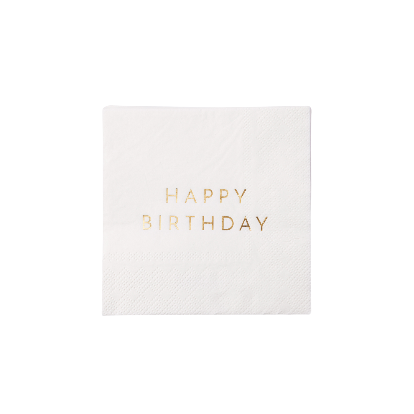 White & gold signature happy birthday cocktail napkins