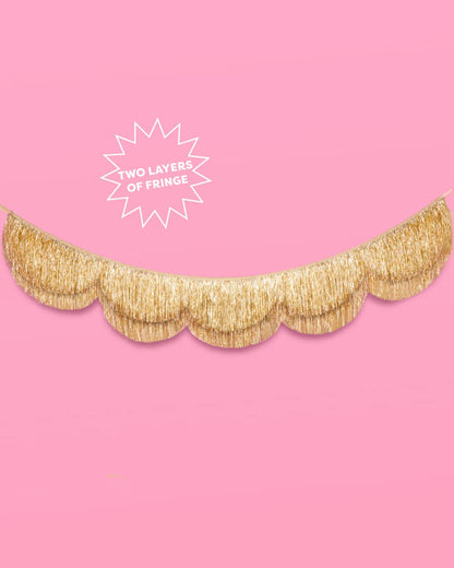Gold Scallop Fringe Banner | Gold party garland, wedding