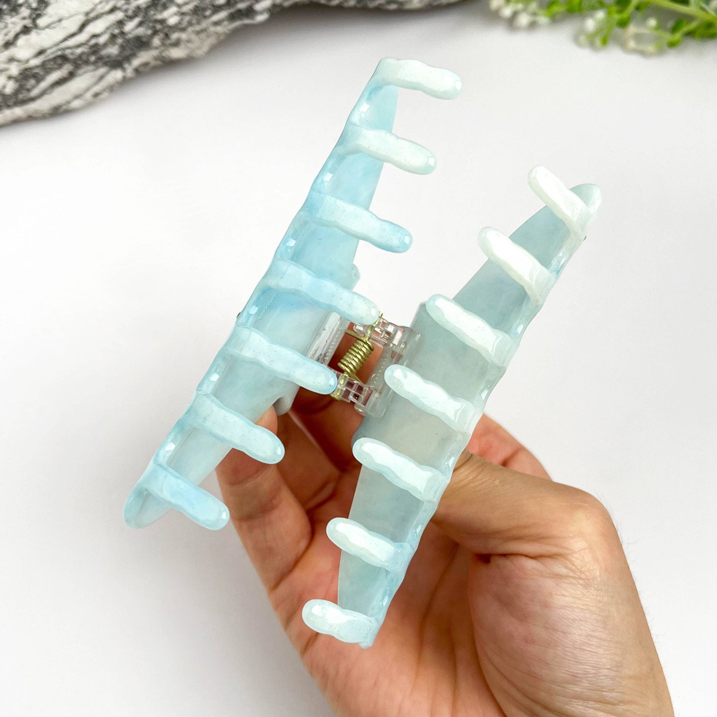 ✨ Elegant Rhinestone Clip Acetate Geometric Hair Claw  : Blue
