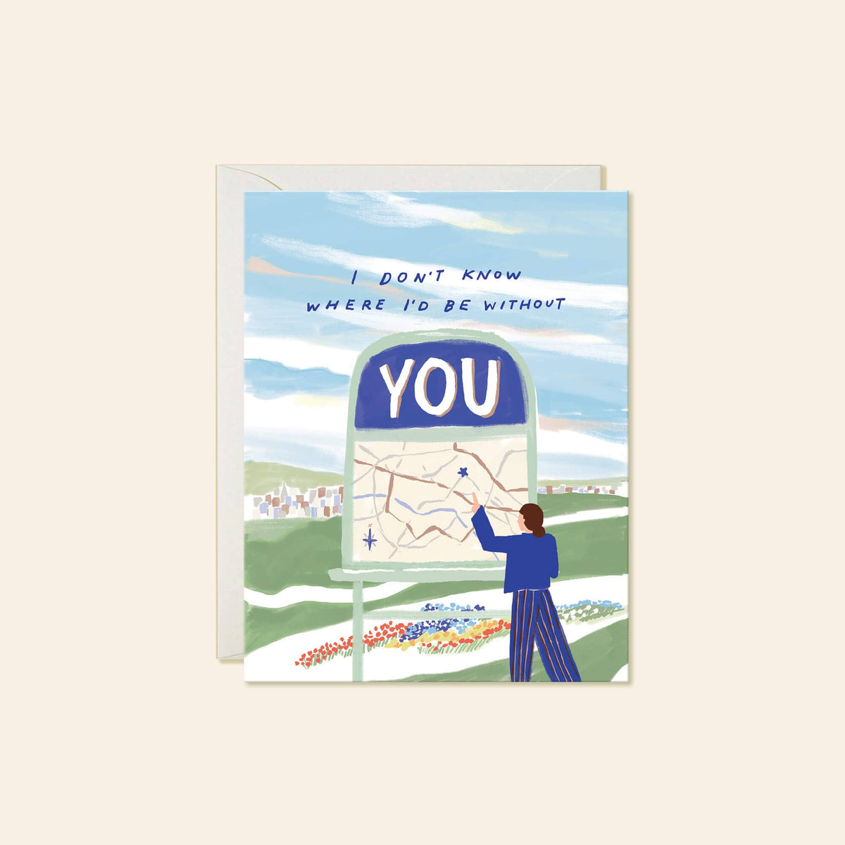 Lost Without You Map – Adventure Love Greeting Card