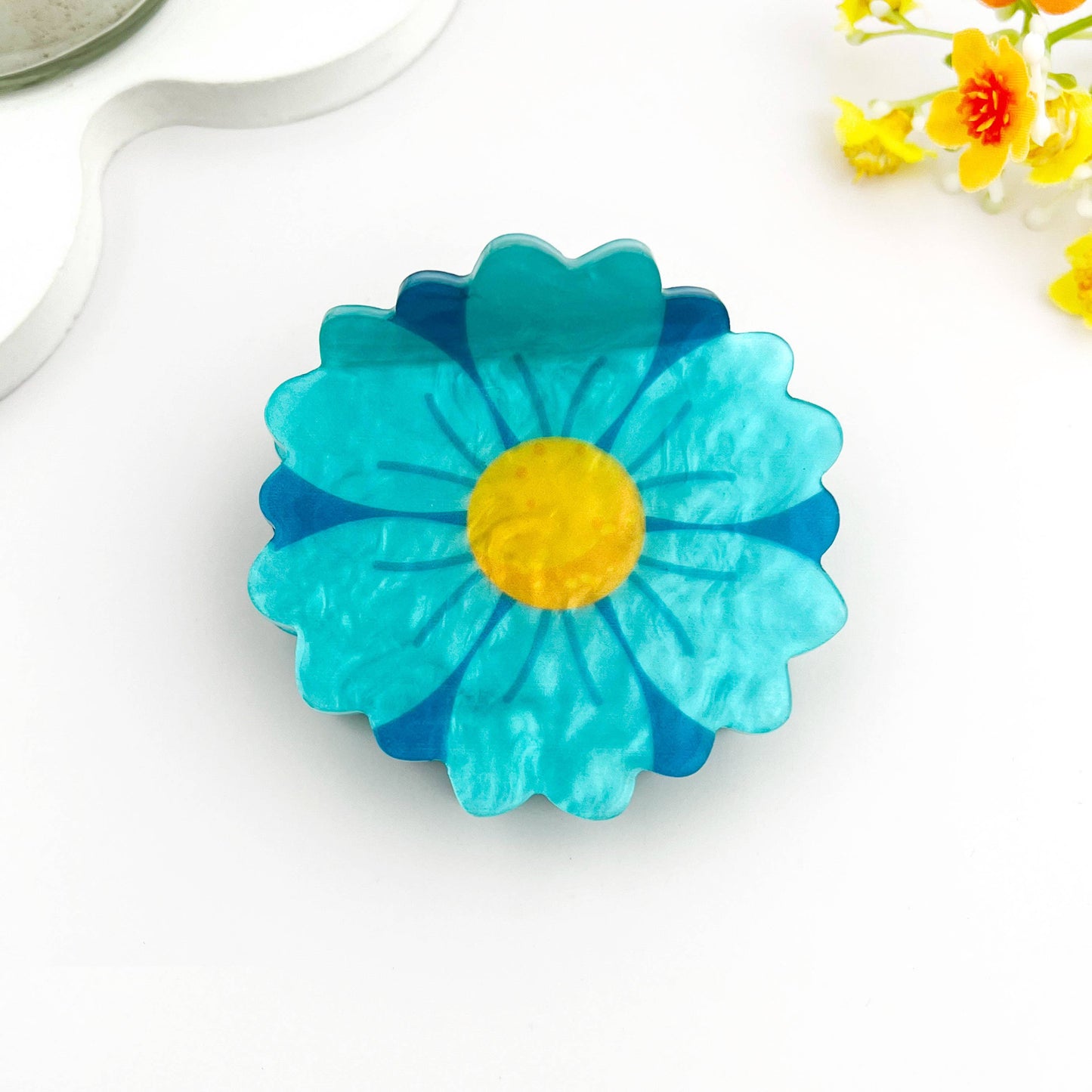 🌼 Summer Floral Print Hair Claw – Bright Acetate Clip 🌞: Pink