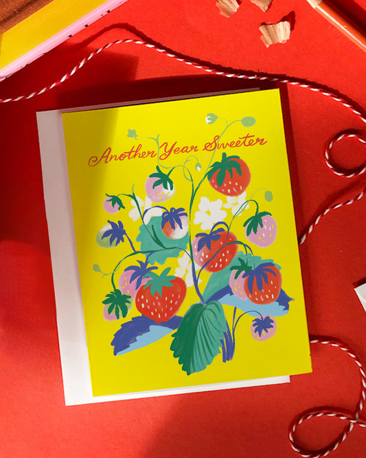Strawberry Birthday - Whimsical Strawberry Birthday Card