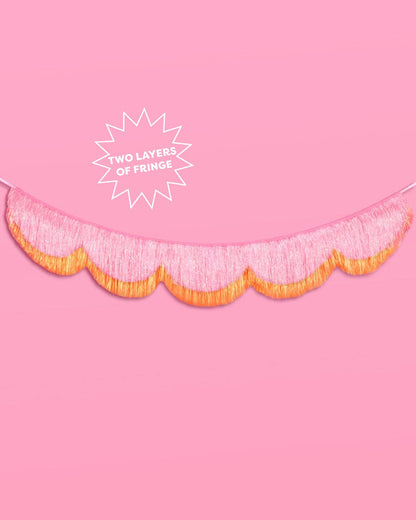 Pink Orange Scallop Fringe Banner | summer, party, Showgirl