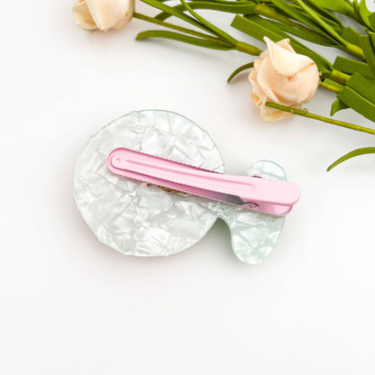 Retro Electric Fan Shaped Alligator Hair Clip - Summer Vib: PinkGreen