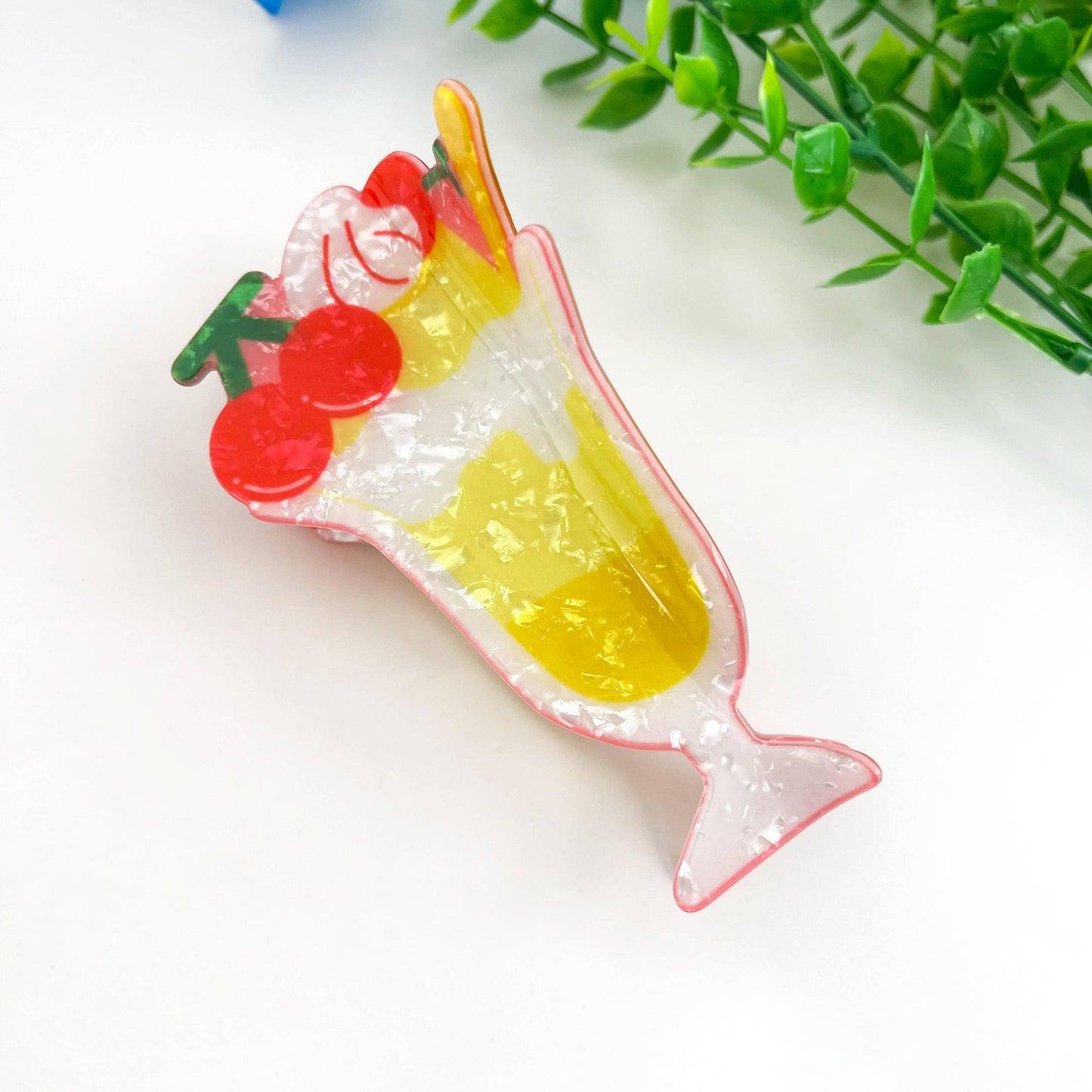 Summer Beach Drink Hair Claw Clip Vacation Tropical Cute: Cherry