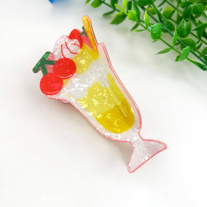 Summer Beach Drink Hair Claw Clip Vacation Tropical Cute: Cherry