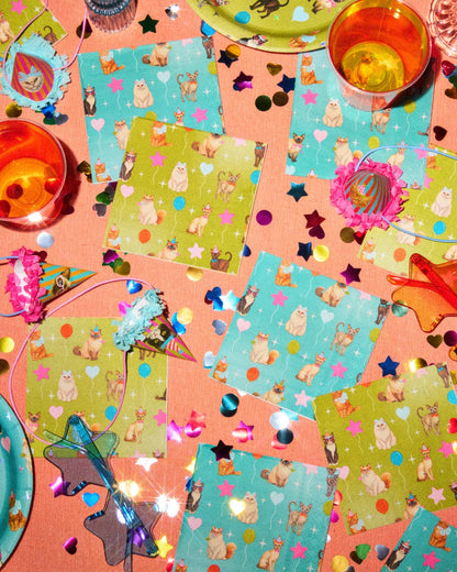 Cat Napkins 24 Pack | Birthday, Cat Party, Teal, Green