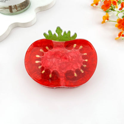 Half Tomato Print Acetate Claw Clip Fresh Summer Style: Red