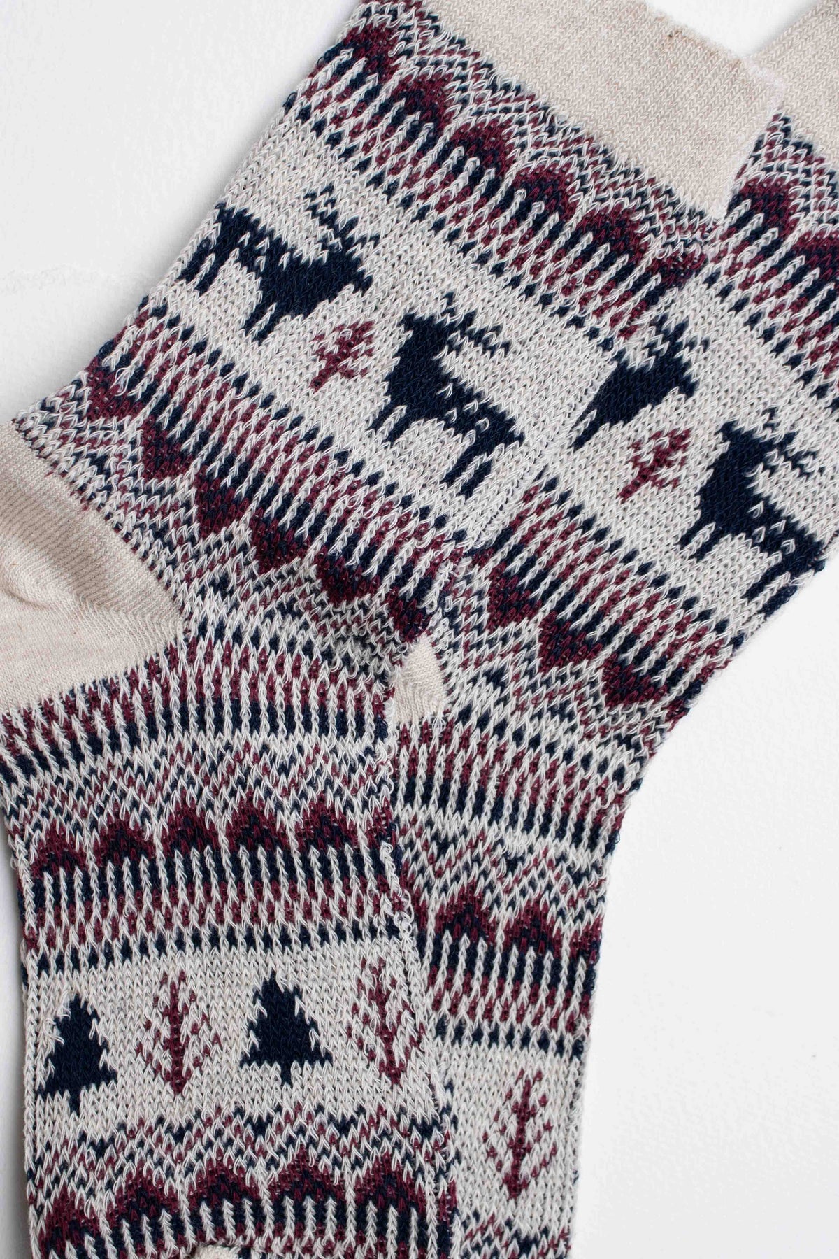 Holiday Deer Casual Socks: Beige