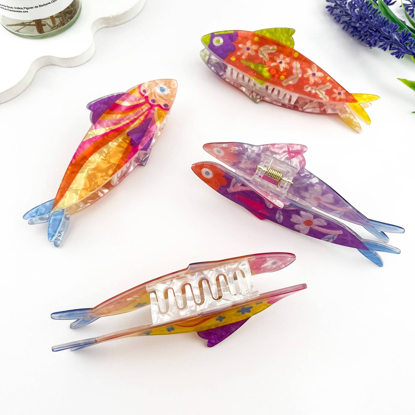 Floral Sardine Acetate Hair Claw Clip Summer Style
: F