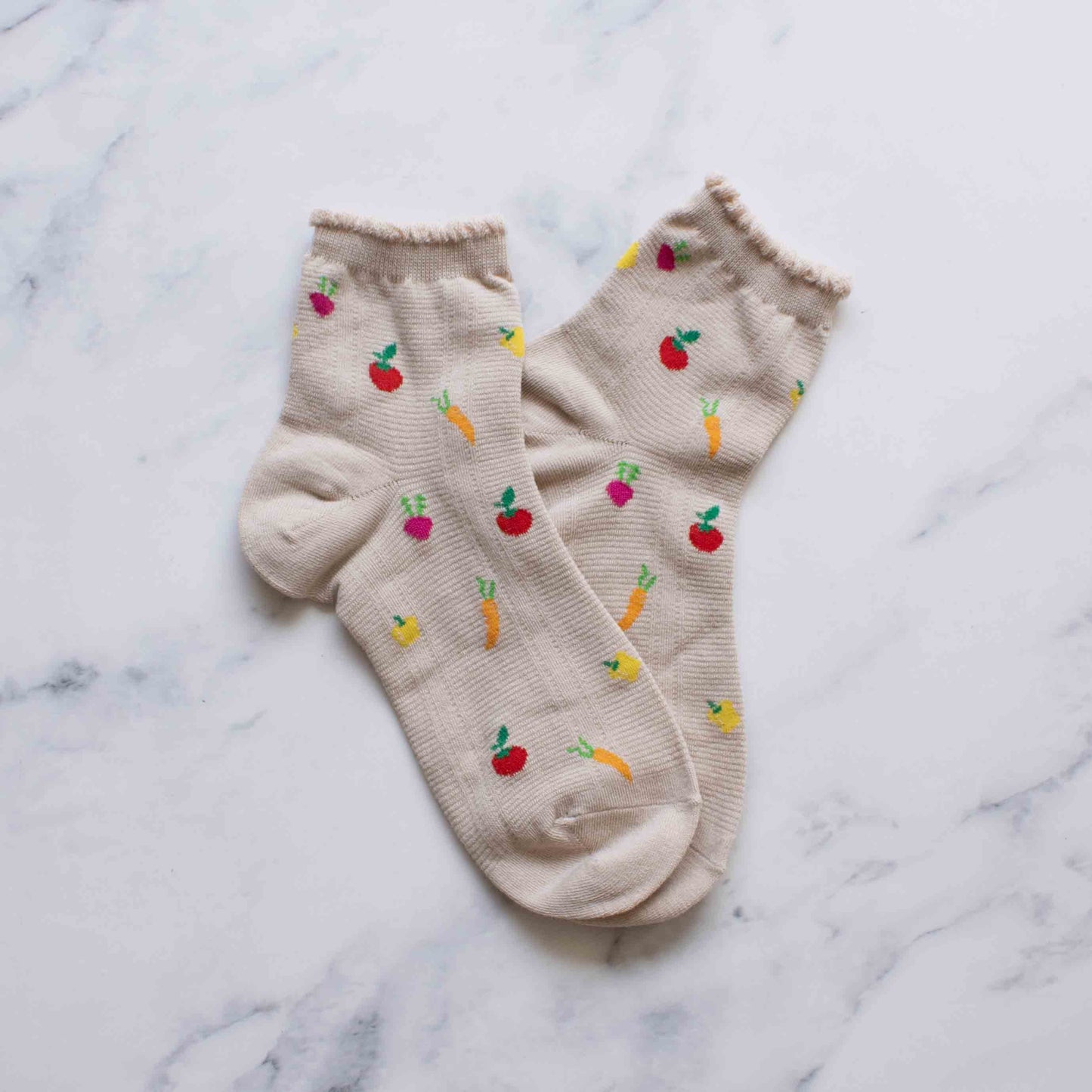Vegetables Ankle Socks: Ivory