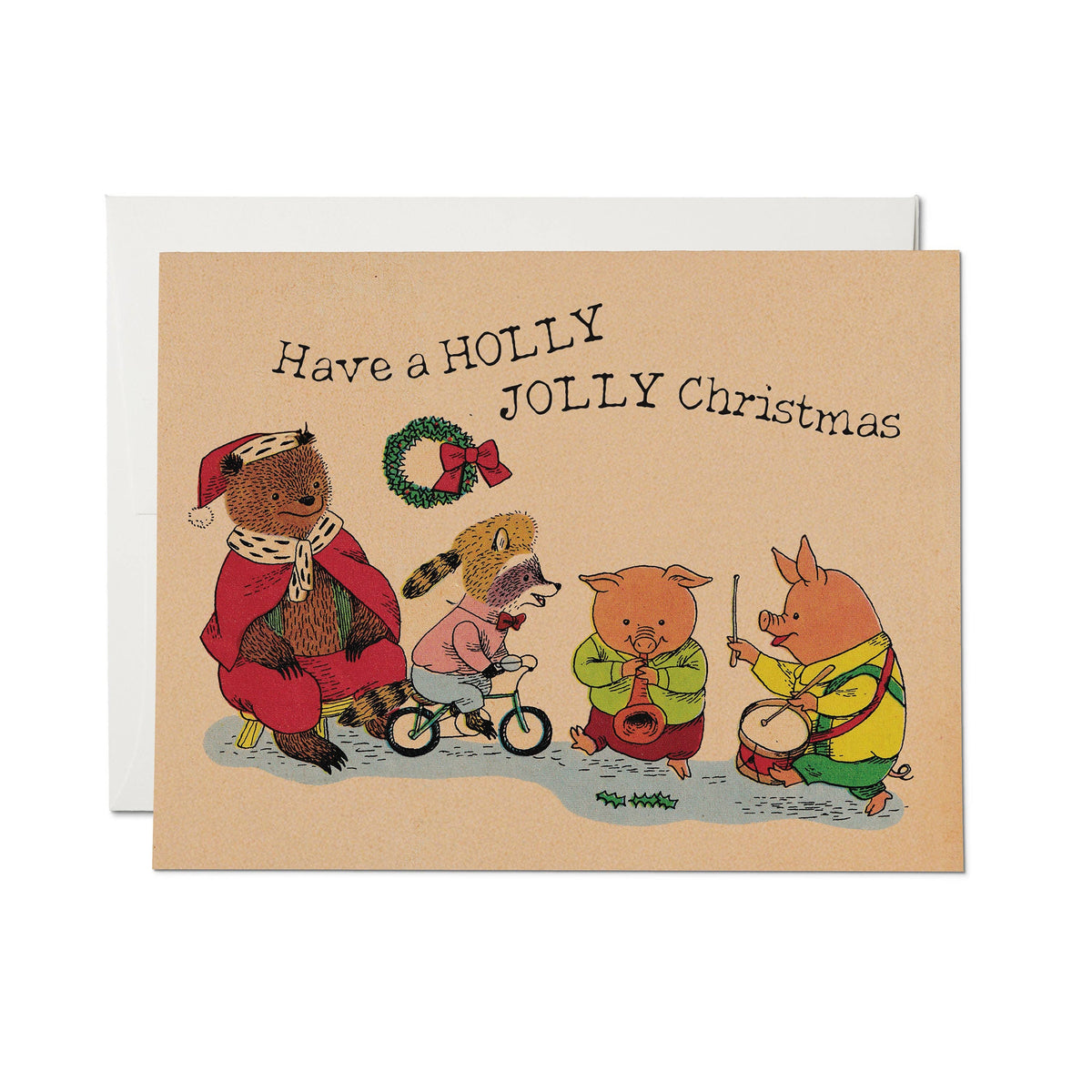 Holly Jolly greeting card: Single