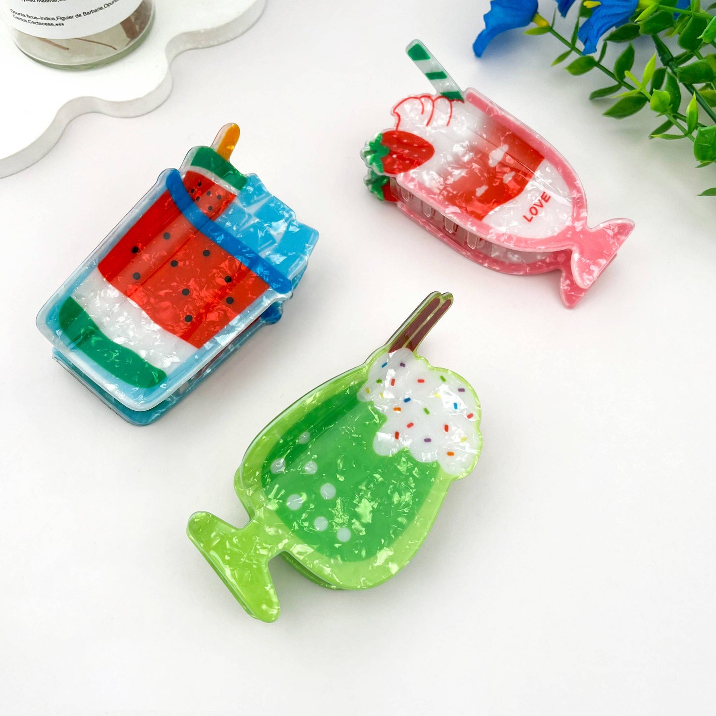 Summer Beach Drink Hair Claw Clip Vacation Tropical Cute: Cherry