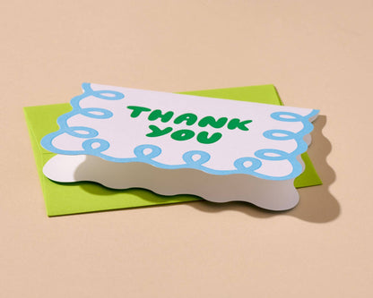Box Set—Letterpress Scallop Thank You Notecard—Coquette B/G