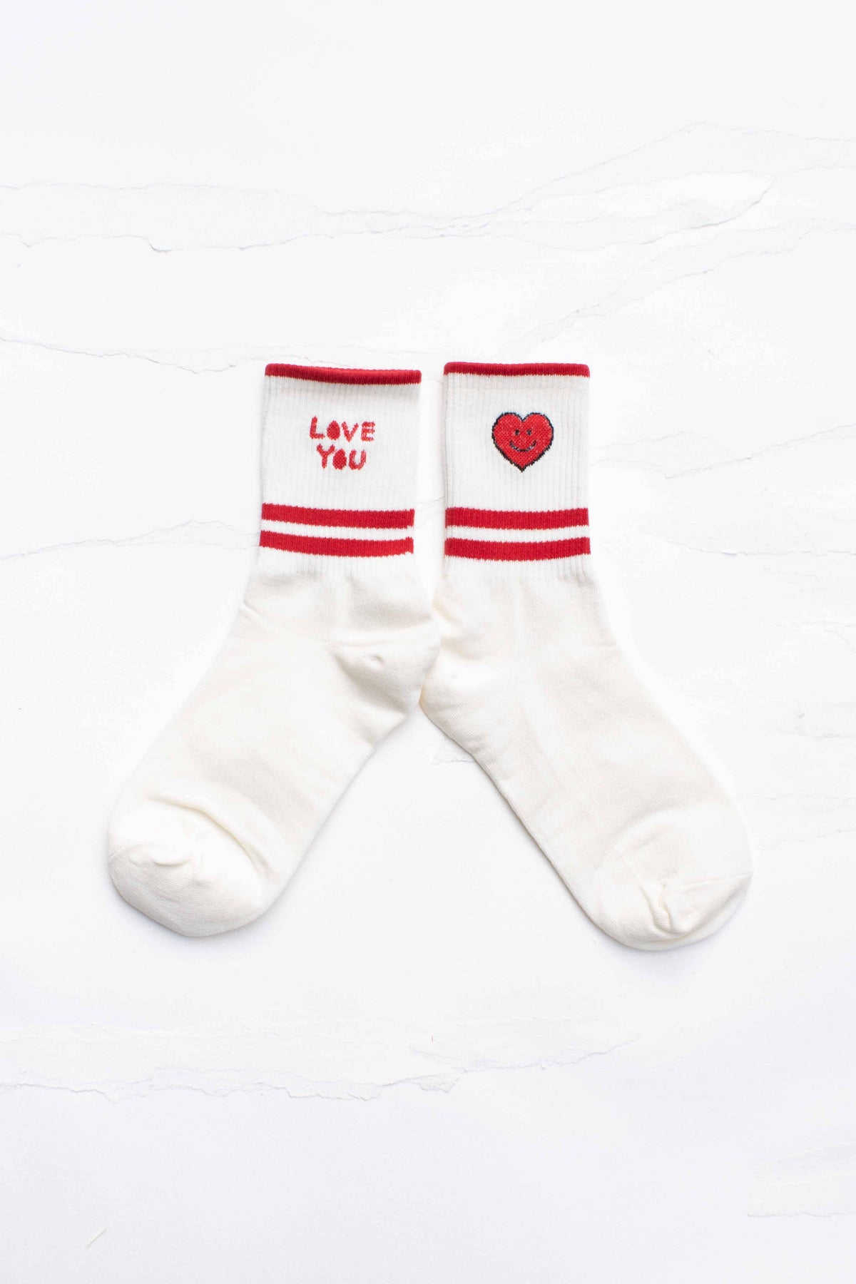 Love You Smile Crew Socks: Blue