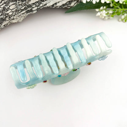 ✨ Elegant Rhinestone Clip Acetate Geometric Hair Claw  : Blue