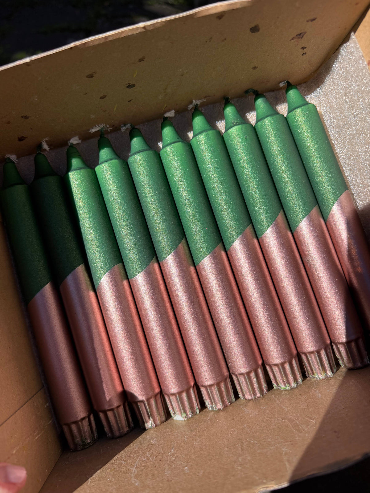 Christmas Candles, Green / Copper