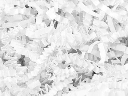 Crinkle Cut Paper Shred Small Packs: 1 Pack / 8 oz Bag / White & Iridescent