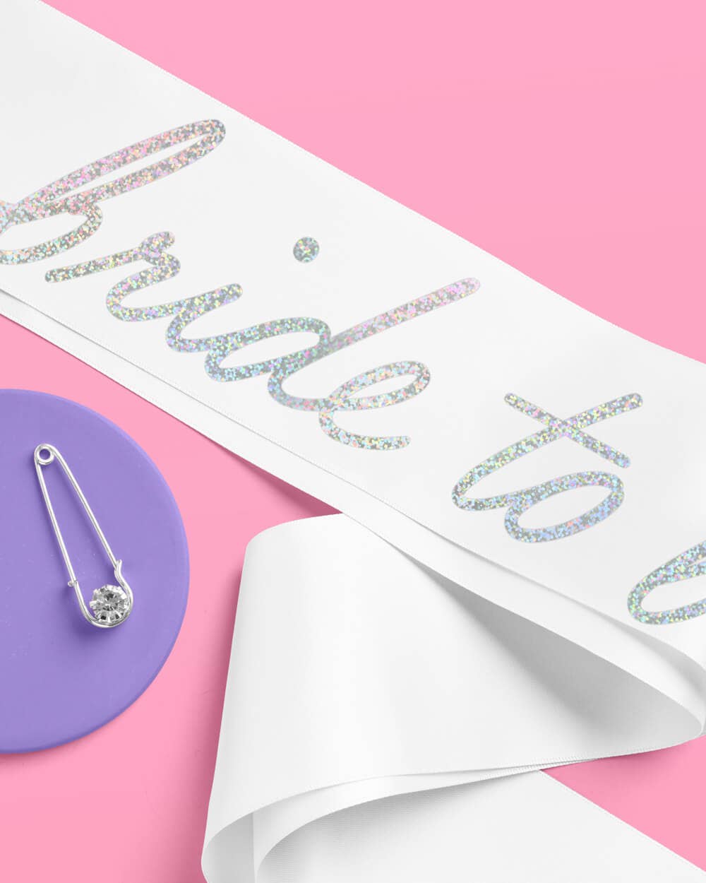 White Iridescent Bride Sash | white, iridescent, bride to be