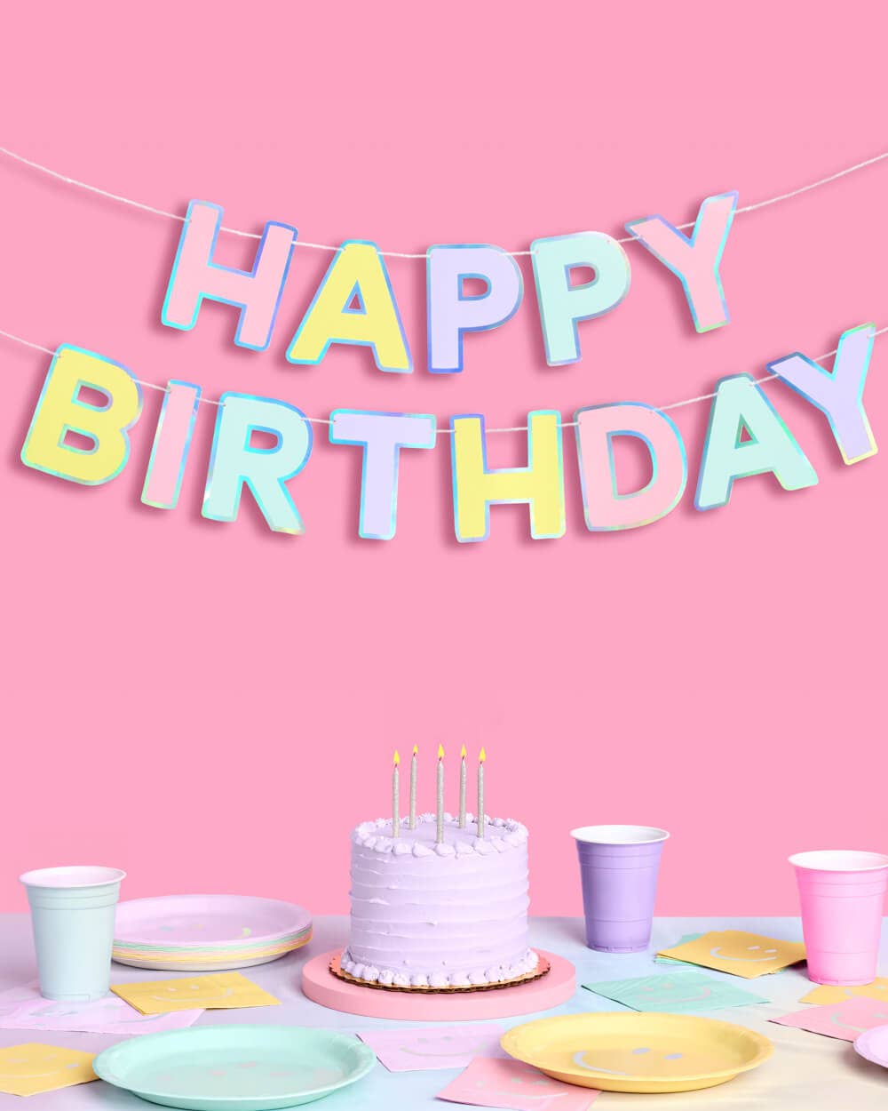 Happy Birthday Banner | pastel, iridescent, party