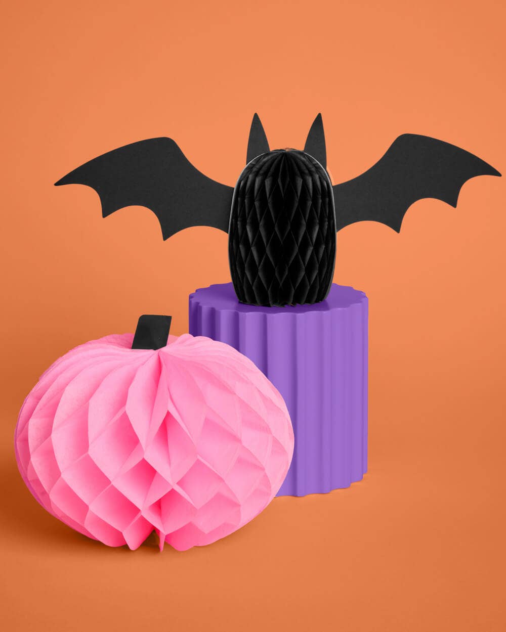 Halloween Accordion Set - 8 paper accordions, bats, pink , pumpkine