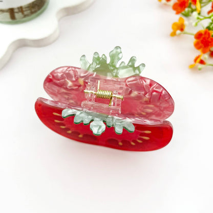 Half Tomato Print Acetate Claw Clip Fresh Summer Style: Red
