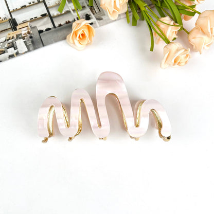 Simple wave hair claw clips: light pink