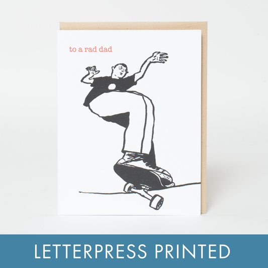 Rad Skater Dad Greeting Card by Russ Pope: Plastic sleeve