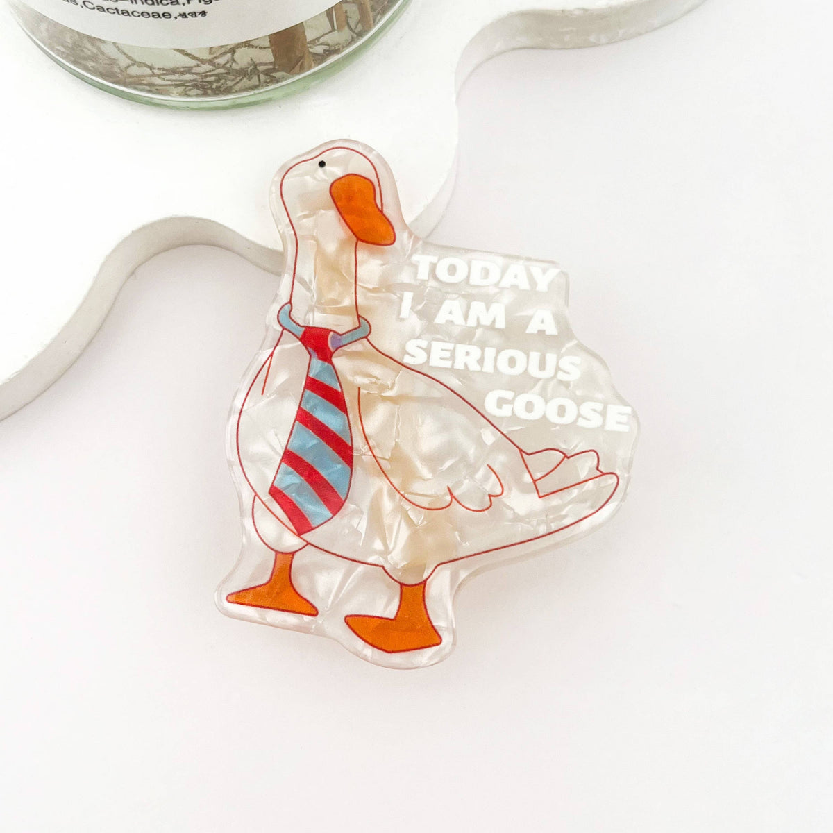 Fun Silly Goose Hair Claw, Cowboy Goose Alligator Clip: Red