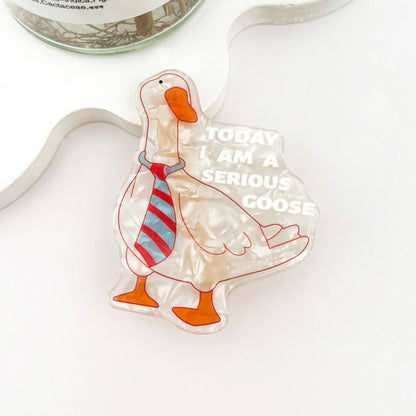 Fun Silly Goose Hair Claw, Cowboy Goose Alligator Clip: Red