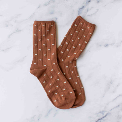 Women's Heart Crew Socks: Sage