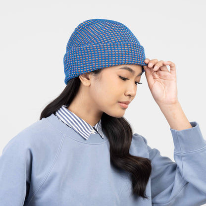 Simple Grid Knit Beanie: Fuchsia