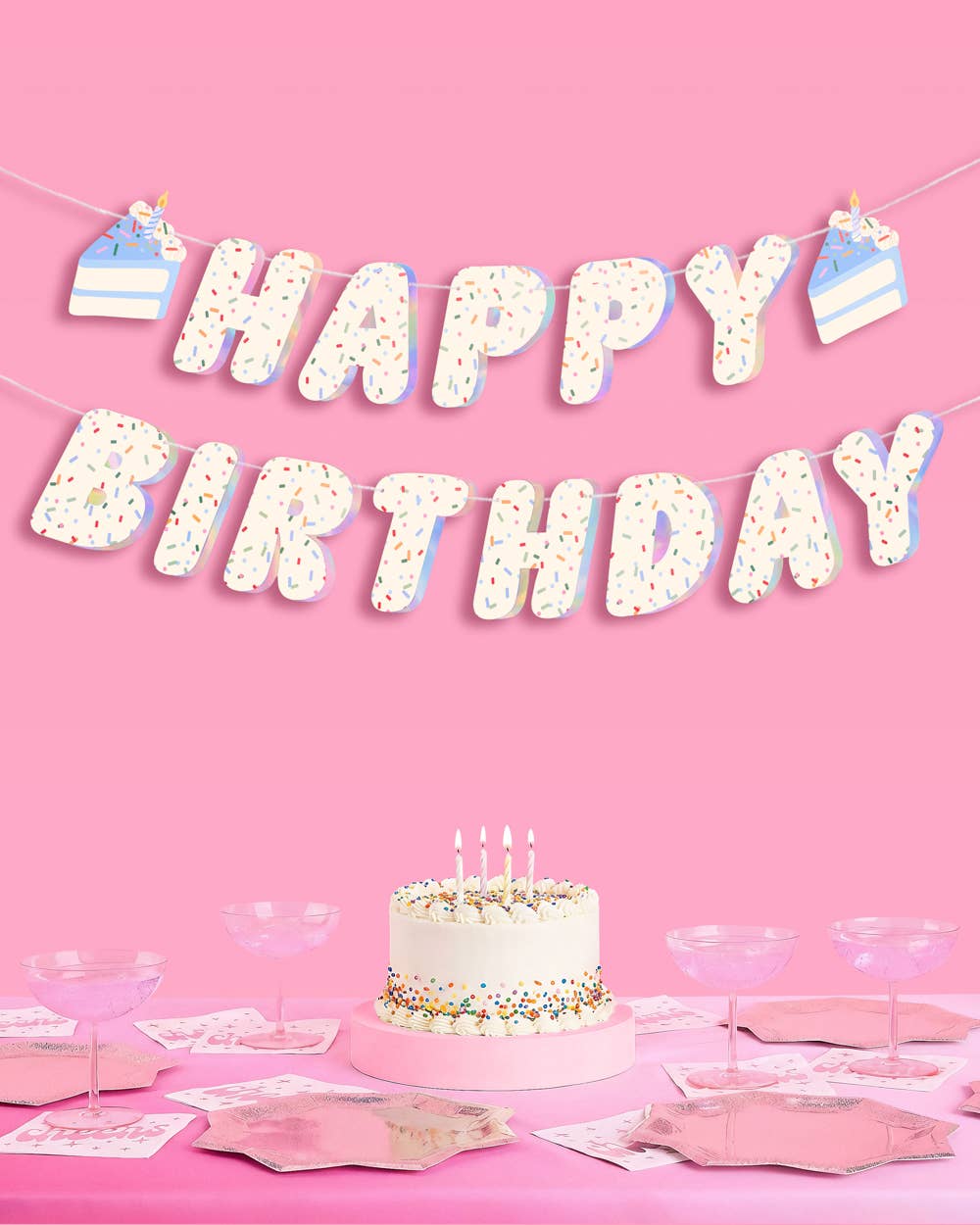 Sprinkles Birthday Banner | confetti, iridescent, party