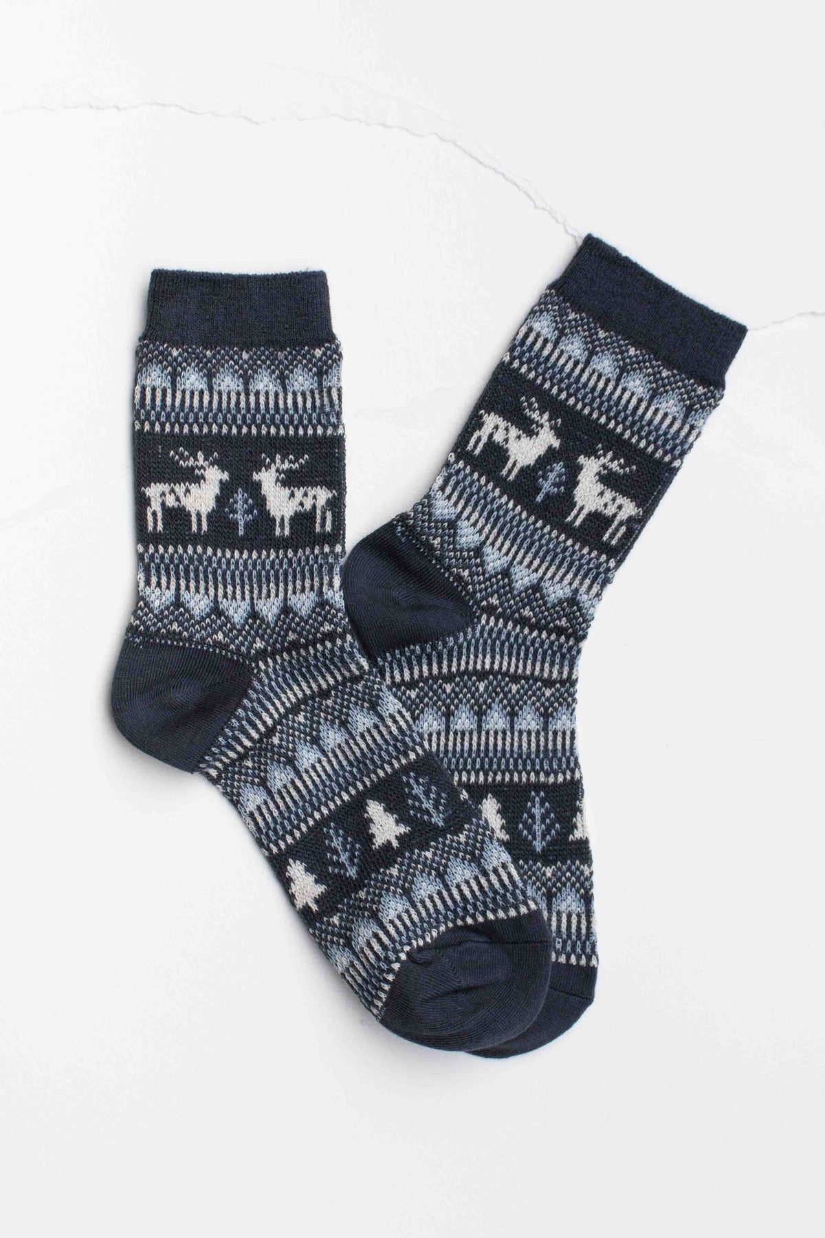 Holiday Deer Casual Socks: Beige