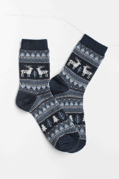 Holiday Deer Casual Socks: Beige