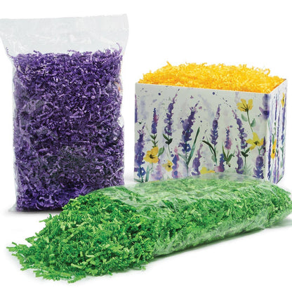 Crinkle Cut Paper Shred Small Packs: 1 Pack / 8 oz Bag / White & Iridescent