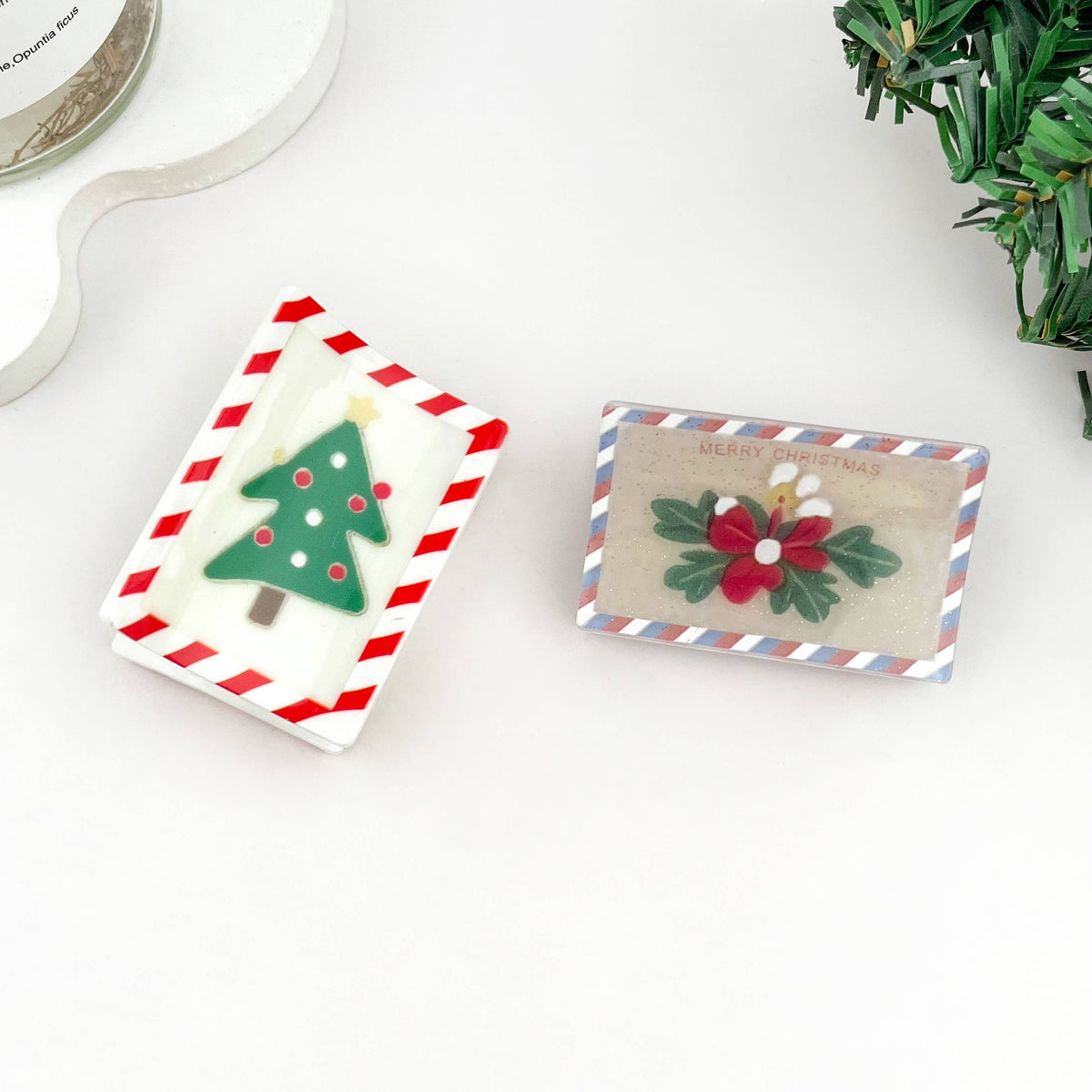 Holiday Blessing Envelope Christmas Hair Claw Clip: ChristmasTree