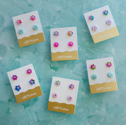 Mini Blooms – Assorted Flower Stud Earrings