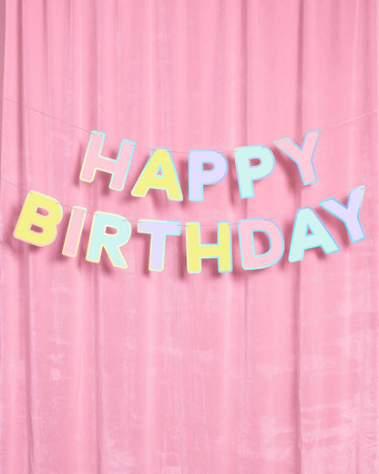 Happy Birthday Banner | pastel, iridescent, party