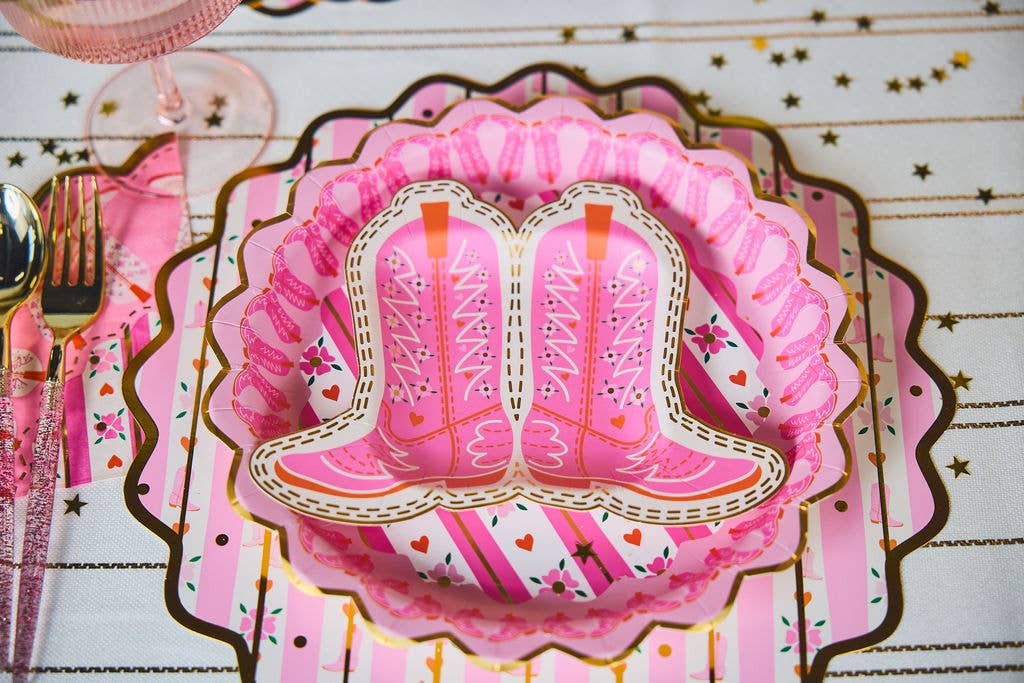 Boot Scoot Blooms Cowboy Boot Dessert Plate Set