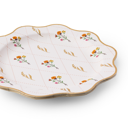 Cozy Fall Floral Dinner Plates, Gold Foil (Set of 8)