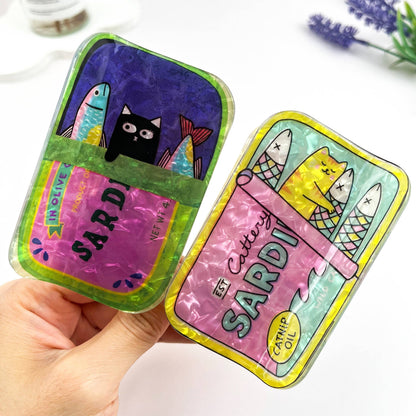 Cat Sardine Tin Print Claw Clip Cute Novelty Style: Pink