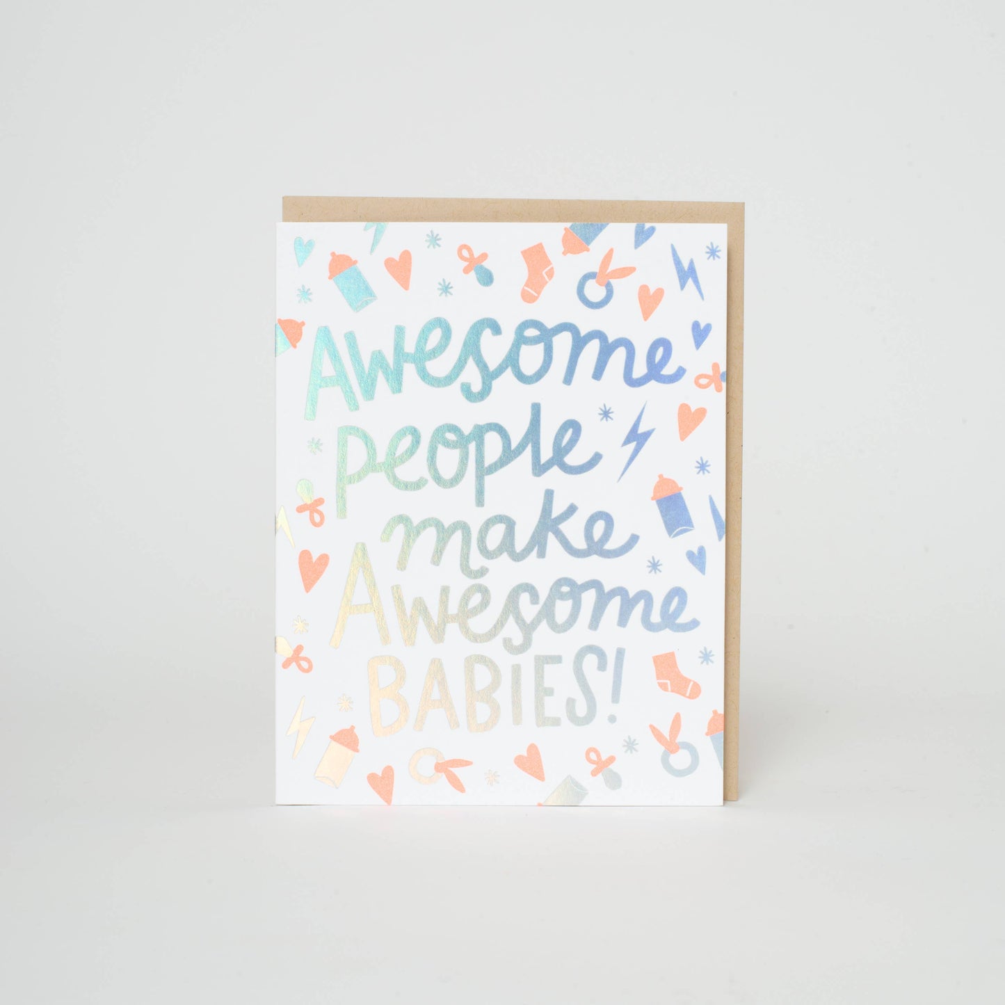 Awesome Babies Congrats Letterpress Greeting Card by Hello!Lucky: Plastic sleeve