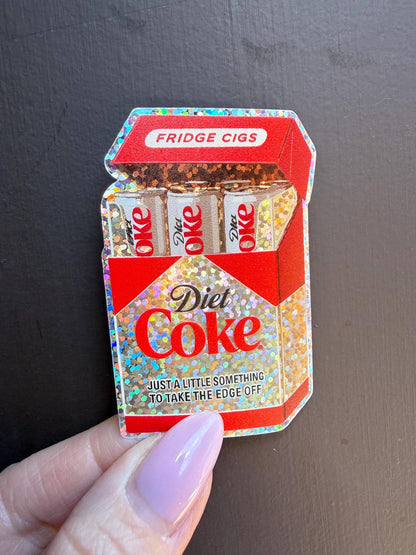 Diet Coke Fridge Cigs Sticker - Matte Vinyl: Vinyl sticker