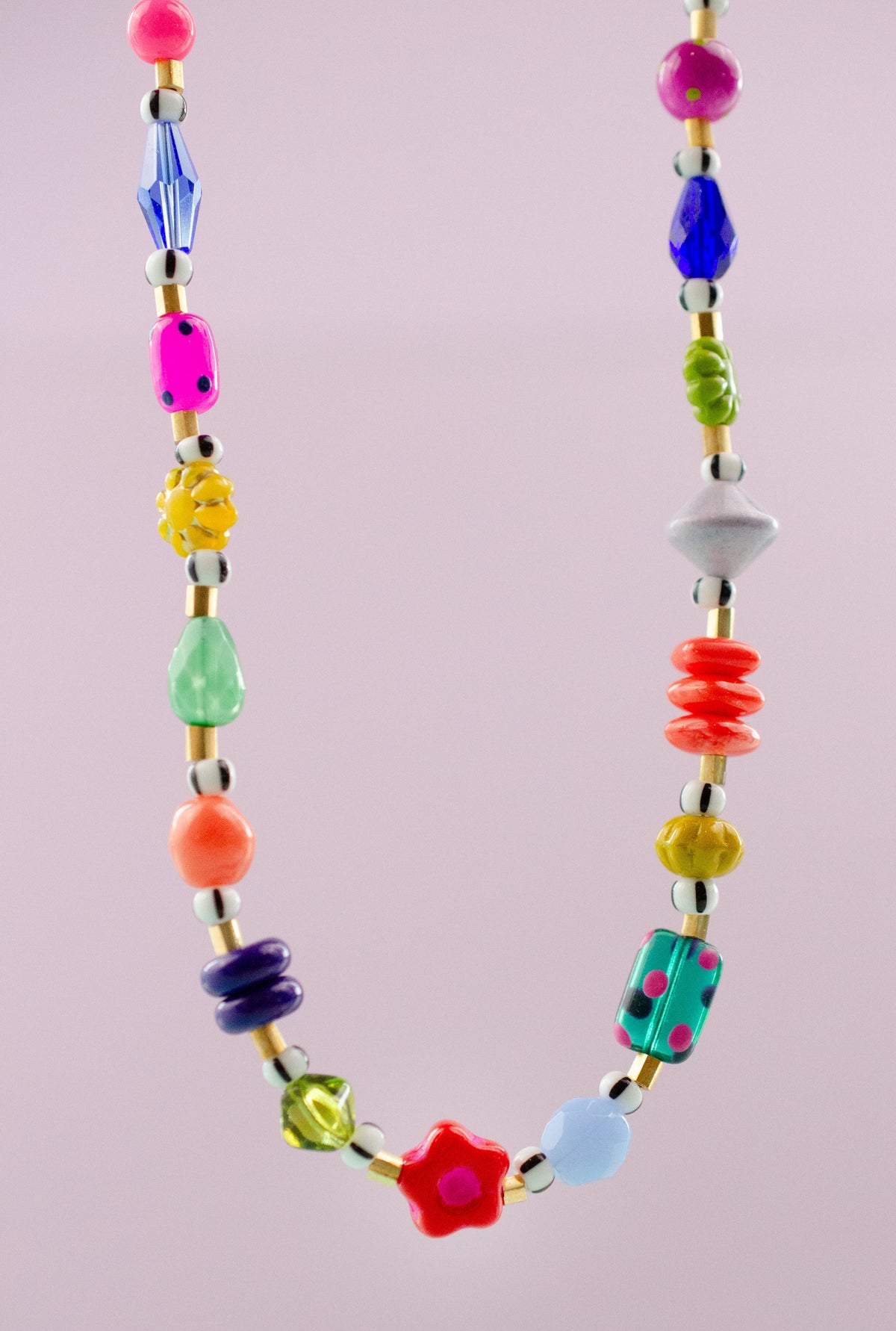 Colorful Beaded Flower Necklace